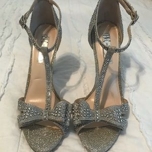 Silver bow heels
